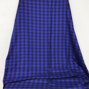 Vintage 70s blue-purple & black checkered double sided fabric 72” x 60”